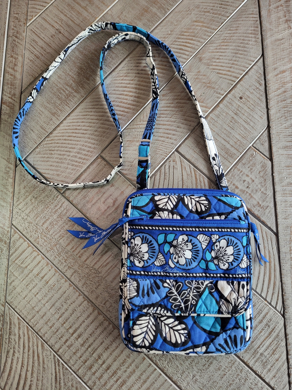 Vera Bradley Blue Bayou Floral Quilted Crossbody Bag